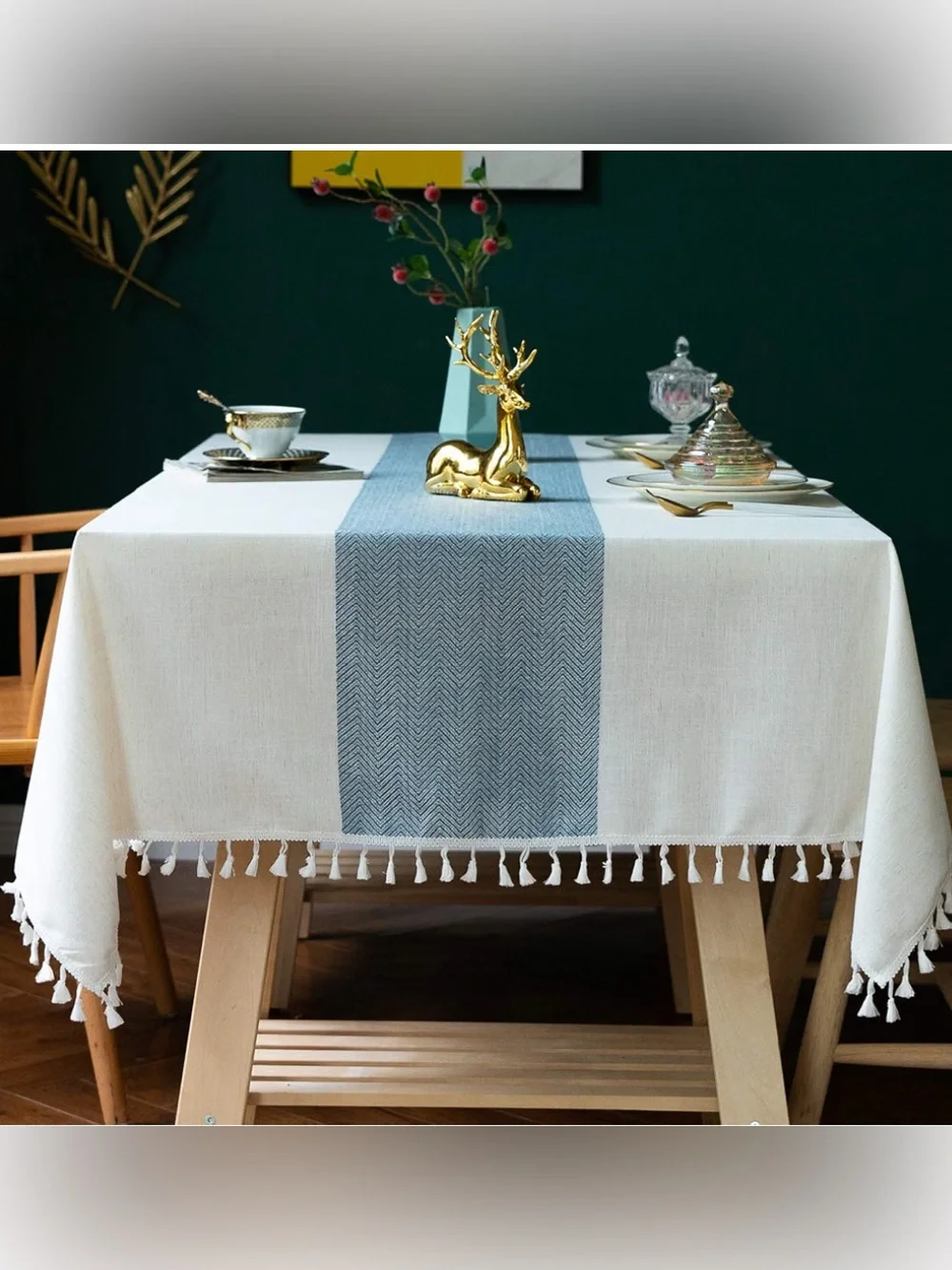 Cotton Linen Waterproof Farmhouse Tablecloth